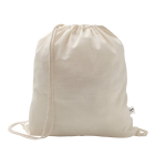 Trekkoordrugzak van gerecycled katoen en polyester 150 g/m² kleur naturel