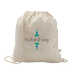 Trekkoordrugzak van gerecycled katoen en polyester 150 g/m² kleur naturel afbeelding met logo