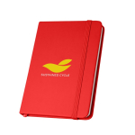 Notitieboek met harde kaft, deels gerecycled, A5 gelinieerde pagina’s kleur rood afbeelding met logo