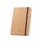 Notitieboek met kurken kaft, elastische band en pennenhouder, A5 kleur naturel