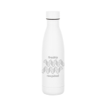 Thermofles van roestvrij staal met lekvrije dop 520 ml kleur wit afbeelding met logo