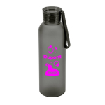 RPET-fles met matte afwerking en lekvrije dop 600 ml kleur zwart afbeelding met logo