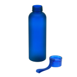 RPET-fles met matte afwerking en lekvrije dop 600 ml kleur blauw