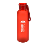 RPET-fles met matte afwerking en lekvrije dop 600 ml kleur rood afbeelding met logo