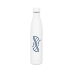 Geïsoleerde roestvrijstalen fles met vacuümdubbelwand 1L kleur wit afbeelding met logo