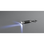 Sleutelhanger van deels gerecycled aluminium met LED-zaklamp kleur zwart derde weergave