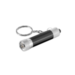 Sleutelhanger van deels gerecycled aluminium met LED-zaklamp kleur zwart