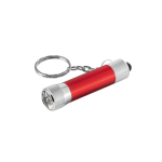 Sleutelhanger van deels gerecycled aluminium met LED-zaklamp kleur rood