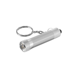 Sleutelhanger van deels gerecycled aluminium met LED-zaklamp kleur mat zilver
