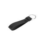 Elegante sleutelhanger van PU met metalen ring en kraftpapieren doosje kleur zwart