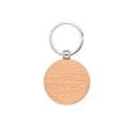 Ronde sleutelhanger van natuurlijk beukenhout met metalen ring kleur naturel eerste weergave