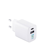 Netadapter van gerecycled plastic met twee USB-poorten met afdrukgebied