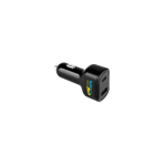 Ultrasnelle sigaretten aanstekeradapter met twee USB-poorten kleur zwart afbeelding met logo