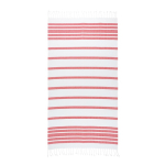 Gestreepte strandhanddoek van katoen en polyester met franjes 180 g/m² kleur rood eerste weergave