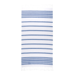 Gestreepte strandhanddoek van katoen en polyester met franjes 180 g/m² kleur marineblauw eerste weergave