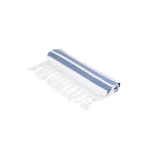 Gestreepte strandhanddoek van katoen en polyester met franjes 180 g/m² kleur marineblauw