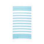 Gestreepte strandhanddoek van katoen en polyester met franjes 180 g/m² kleur lichtblauw eerste weergave