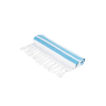 Gestreepte strandhanddoek van katoen en polyester met franjes 180 g/m² kleur lichtblauw
