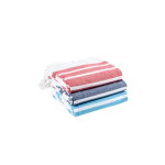 Gestreepte strandhanddoek van katoen en polyester met franjes 180 g/m²