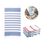 Gestreepte strandhanddoek van katoen en polyester met franjes 180 g/m² diverse kleuren