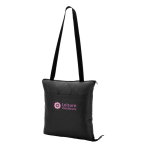 Opvouwbare picknickdeken van polyester die verandert in een tas kleur zwart afbeelding met logo