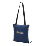 Opvouwbare picknickdeken van polyester die verandert in een tas kleur blauw afbeelding met logo