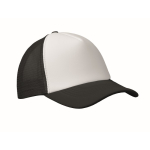 Baseballpet van polyester met wit voorpaneel 150 g/m² kleur wit/zwart
