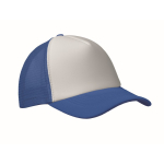 Baseballpet van polyester met wit voorpaneel 150 g/m² kleur wit/blauw