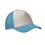 Baseballpet van polyester met wit voorpaneel 150 g/m² kleur cyaan blauw