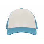 Baseballpet van polyester met wit voorpaneel 150 g/m² kleur cyaan blauw tweede weergave