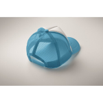 Baseballpet van polyester met wit voorpaneel 150 g/m² kleur cyaan blauw foto bekijken vijfde weergave