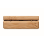 Draadloze koptelefoon met microfoon in een bamboe hoes kleur hout negende weergave