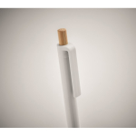 Monochrome balpen met bamboedrukknop, blauwe inkt kleur wit foto bekijken tweede weergave