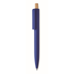 Monochrome balpen met bamboedrukknop, blauwe inkt kleur koningsblauw