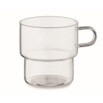Volledig borosilicaat glazen mok met stapelbaar ontwerp 300ml kleur doorzichtig