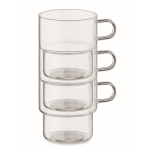 Volledig borosilicaat glazen mok met stapelbaar ontwerp 300ml kleur doorzichtig derde weergave