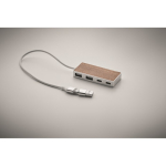 USB-hub met 4 poorten van gerecycled aluminium met walnoothoutdetail kleur hout foto bekijken vierde weergave