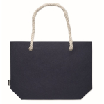 Strandtas van RPET-vilt met katoenen koordhandvatten kleur blauw vierde weergave