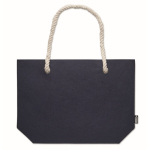 Strandtas van RPET-vilt met katoenen koordhandvatten kleur blauw vijfde weergave
