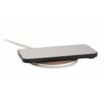 Draadloze ronde oplader met walnoothouten bovenzijde 15W kleur hout tweede weergave