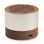 Draadloze speaker van gerecycled aluminium met walnoothoutdetails kleur hout tweede weergave