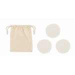 Set van 3 herbruikbare en wasbare schijfjes voor gezichtsreiniging kleur beige vijfde weergave
