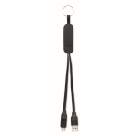 Sleutelhanger en telefoonhouder met oplaadkabels van 26 cm kleur zwart