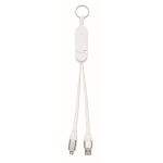 Sleutelhanger en telefoonhouder met oplaadkabels van 26 cm kleur wit
