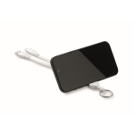 Sleutelhanger en telefoonhouder met oplaadkabels van 26 cm kleur wit derde weergave