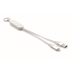 Sleutelhanger en telefoonhouder met oplaadkabels van 26 cm kleur wit