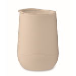 Dubbelwandige take-away mok met schuifsluiting op het deksel kleur beige