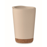Dubbelwandige meeneembeker met kurkdetail aan de basis 300ml kleur beige