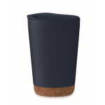 Dubbelwandige meeneembeker met kurkdetail aan de basis 300ml kleur marineblauw