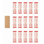 Set van 15 plakstrips in een doosje met logo van gerecycled papier kleur beige vierde weergave